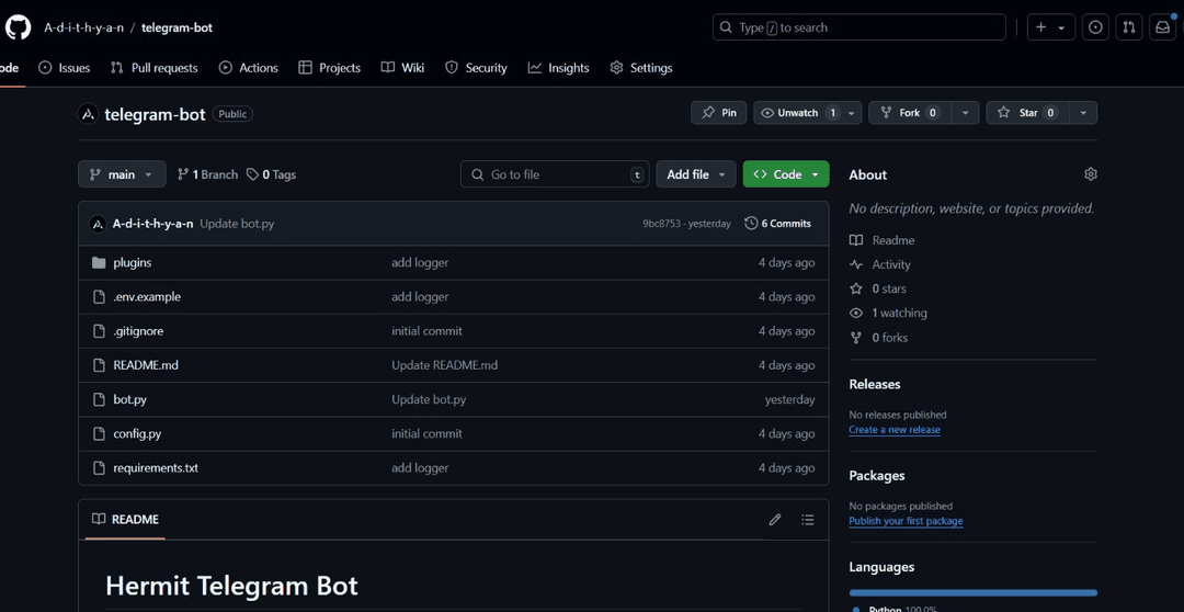 Telegram Bot - A simple telegram bot that based on telethon